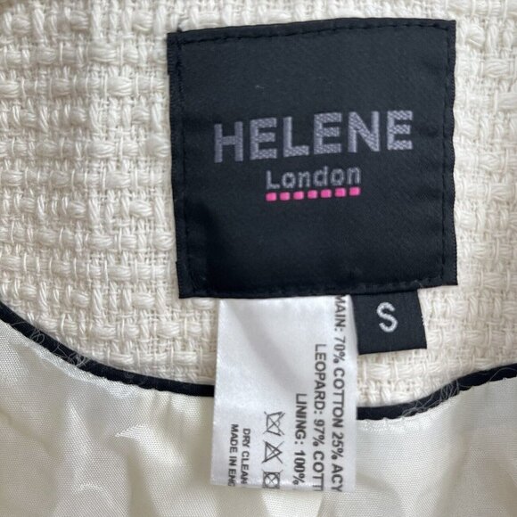 Helene London Cream Animal Print Blazer Boucle Sz Small - Picture 4 of 5
